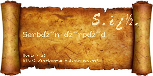 Serbán Árpád névjegykártya